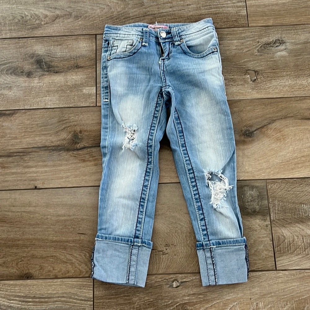 Almost Famous Kids distressed washed size 7 jeans.